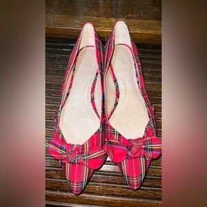 J. Jill Red Plaid Flats with Bow